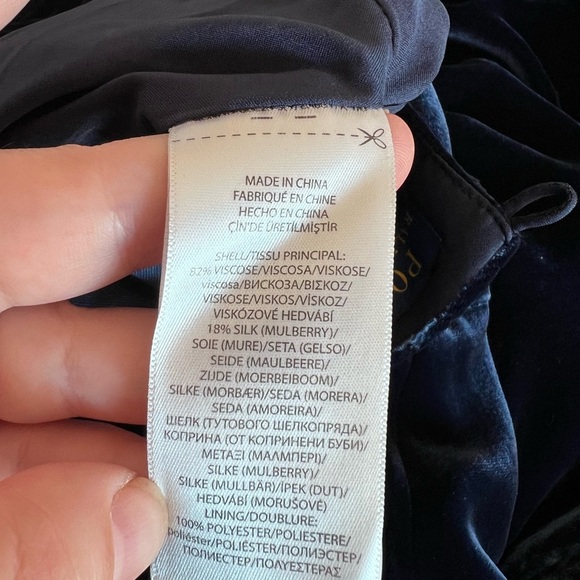 Polo by Ralph Lauren Kids Deep Blue Silk Velvet Dress, Holiday, Hanukkah, Soft - Picture 7 of 7